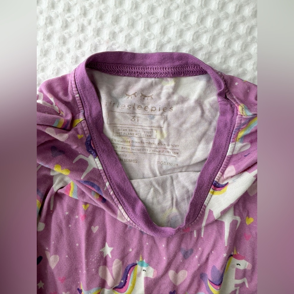 Little Sleepies Purple Unicorns Toddler Girl Pajama Set Long Sleeved 3T - Picture 5 of 7